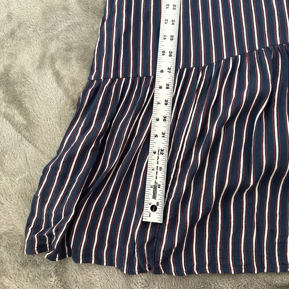 Abercrombie & Fitch Maxi Dress LARGE Blue Stripe Cutout Front Summer Vacation